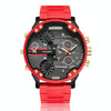 CAGARNY 6830 Quartz Dual Movement Rubberized Steel Band Watch For Men(Red)