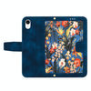 For iPhone XR Floral Pattern Leather Phone Case with Lanyard(Dark Blue)