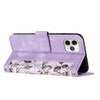 For iPhone 12 / 12 Pro Floral Pattern Leather Phone Case with Lanyard(Light Purple)