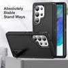 For Samsung Galaxy S25 Ultra 5G Rugged PC Hybrid Silicone Phone Case with Holder(Black)