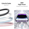 USAMS Type-C To 8 Pin Aluminum Alloy Clear LED 30W PD Fast Charge Data Cable, Length:1.2m(White)