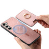 For Samsung Galaxy S24 FE 5G Retro Cross Leather Ring Vertical Insert Card Bag MagSafe Phone Case(Pink)