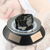 14cm  Solar Energy Spinning Display Stand with LED Light for Jewelry Crystal Product Display, Style: Black Mirror