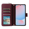For Samsung Galaxy A56 Nine-card Slots Zipper Wallet Bag Leather Phone Case(Wine Red)