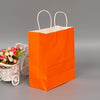 10 PCS Elegant Kraft Paper Bag With Handles for Wedding/Birthday Party/Jewelry/Clothes, Size:16x22x8cm(Orange)