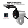 ZH-975A1 Motorcycle Aluminum Alloy Waterproof Mobile Phone Single USB Charger with Red Voltmeter(Silver)