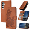 For Samsung Galaxy A56 5G Datura Flower Embossed Flip Leather Phone Case(Brown)
