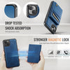 For iPhone 13 AutSpace A12 MagSafe Magnetic RFID Card Bag Phone Case(Blue)