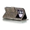 For Xiaomi Redmi K70 Lace Flower Embossing Flip Leather Phone Case(Grey)