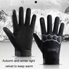 LANYIER Fall Winter Motorcycle Outdoor Riding Gloves Men Velvet Warm Non-slip Touch Screen Windproof Gloves, Size: Average(Red)