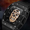 BAOGELA 1612 Skull Silicone Mens Watch Waterproof Sports Quartz Watch( Black Shell Rose Gold Skull)