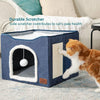 Foldable Pet Kennel & Storage Stool, Navy, Cat/Dog Bed with Scratcher