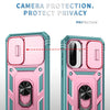 For Samsung Galaxy A56 5G Sliding Camshield TPU + PC Phone Case with Holder(Pink+Green)