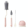Silicone Rotating Multifunction Cleaning Cup Brush Set Bottle Nipple Straw Cleaner Brush(Bent Handle Pink)
