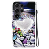 For Samsung Galaxy S22 Ultra 5G Crystal Texture Colored Drawing Leather Phone Case(Heart Shaped)