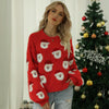 Autumn and Winter Christmas Ladies Sweater Sheath Knit Top, Size: L(Red)