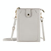 Litchi Texture Card Holder Mobile Phone Zipper Bag with Long Strap(White)