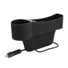 Car Multi-functional Driver Seat Console PU Leather Box Cigarette Lighter Charging Pocket Cup Holder Seat Gap Side Storage Box(Black)