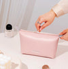 PU Leather Waterproof Cosmetic Organizer Women Toiletry Bag Travel Cosmetic Case(Beige)