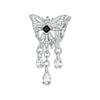 S925 Sterling Silver Platinum-plated Butterfly Tassel Beaded Pendant(SCC2868)