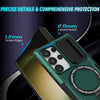 For Samsung Galaxy S24 Ultra 5G Sliding Camshield MagSafe Holder TPU Hybrid PC Phone Case(Deep Green)