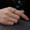 Women Crystal Ring Fashion Love Heart Crown Rhinestone Ring(Red diamond)