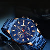 FNGEEN 5225 Multifunctional Waterproof Quartz Watch, Color: Blue Steel Rose Shell Blue Surface