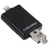 NK-208 3 in 1 i-Flash TF Card / SD Card Reader For 8 Pin + USB 2.0 + Micro USB Devices(Black)