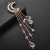 Fashion Elegant Women Lady Moon Rhinestone Crystal Tassel Long Chain Beads Dangle Hairpin Hair Clip Hair Jewelry(Rose Gold)