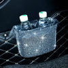 Car-Studded Trash Can Personality Car Hanging Trash Bag Multi-Function Car Storage Box(White Diamonds)