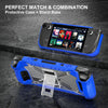 For Steam Deck Shockproof Game Console Case with Holder & Shoulder Strap(Blue+Transparent)