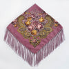 Pink Ethnic Style Retro Tassel Square Scarf Flower Pattern Headscarf Scarf, Size:90 x 90cm