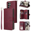 For Samsung Galaxy S25 Ultra 5G 9-Card Slots Zipper Wallet Bag Leather Phone Case(Wine Red)