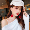 Long Exaggerated Fabric Art Handmade Petal Earrings, Color: E1910-5 Vermiculite Model