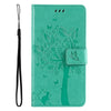 For Samsung Galaxy A26 5G Global Tree & Cat Embossed Pattern Flip Leather Phone Case(Green)
