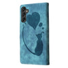 For Samsung Galaxy A26 5G Pen Heart Cat Embossed Leather Phone Case(Blue)