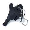 Leather Cute Elephant Keychain Car Key Pendant Bag Doll Decoration(Black)