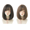 Women Medium Length Natural Realistic Full Shoulder Length Wig(Cold Brown 36cm)