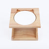Oak Cat Bowl Rack | Raised Single Ceramic Bowl | Anti-Choking