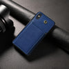 For iPhone XS Max Three Fold Card Bag Phone Case with Long Lanyard(Blue)