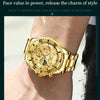 OLEVS 2870 Men Multifunctional Chronograph Three Eyes Waterproof Quartz Watch(Gold)