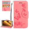 For Galaxy A3 (2017) / A320 Butterflies Embossing Horizontal Flip Leather Case with Holder & Card Slots & Wallet & Lanyard (Pink)