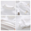 Girls Bottoming Shirt Cotton Yarn Sleeve Stand-Up Collar Tops, Size: 110 Yards(White)