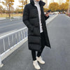 Mens Long Down Jacket Coat Winter Parkas Thick Warm Slim Fit Male Overcoat, Size:XXXXL(Black)