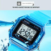 SKMEI 1698 50m Waterproof Multifunctional Sports Square Pin Buckle Luminous Digital Watch(Black White)