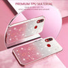 For Samsung Galaxy A10s Gradient Glitter Flower All-inclusive Phone Case(Pink)