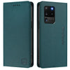 For Samsung Galaxy S20 Ultra RC01 Dual-Folded Magnetic Suction RFID Leather Phone Case(Dark Green)