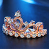 Princess Queen Crown-shaped Rose Gold Plated Zircon Ring, US Size: 9, Diameter: 18.9mm, Perimeter: 59.5mm(Rose Gold)