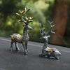 2 Pairs R-8820 Car Ornaments Car Home Safe Deer Decorations(Bronze Blue)