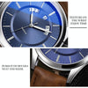 YAZOLE 513 Leather Band Calendar Waterproof Quartz Watch(Blue+Brown)